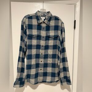 Sonoma Men's Blue and Gray Plaid Button Down Shirt